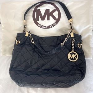 Michael Kors Black Quilted Leather Shoulder Purse